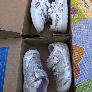Reebok and Stride Rite Kids White and Silver Sneakers